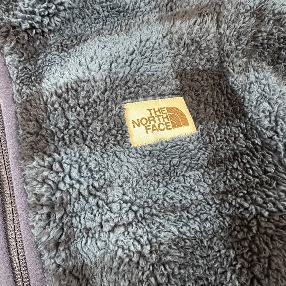 The North Face Boys Hampshire Hooded Sherpa Pullover In Blue Plaid Size 10/12 - Picture 4 of 9